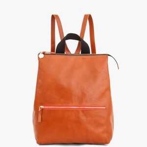 Clare V Leather Backpack in Cognac Brown